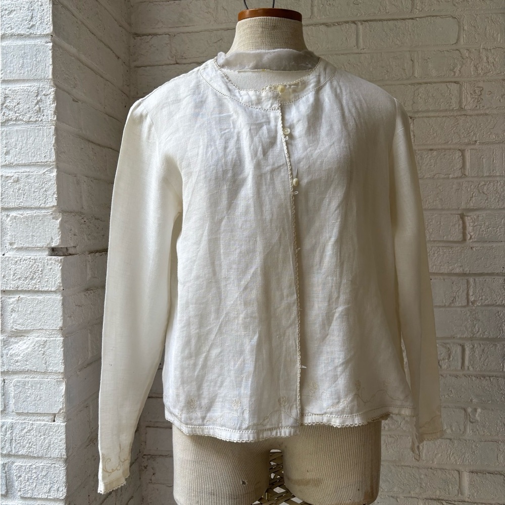 J. Jill off White Linen Blouse sz S Vintage 90’s